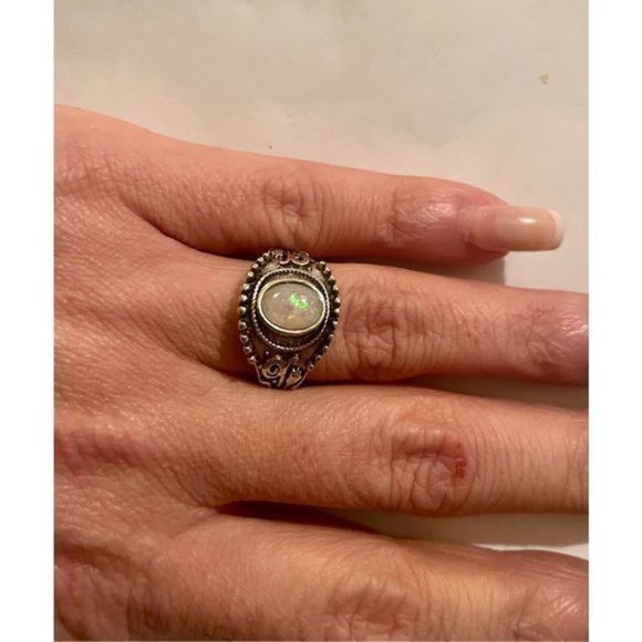 OPAL N SILVER VINTAGE RING - Picture 3 of 6